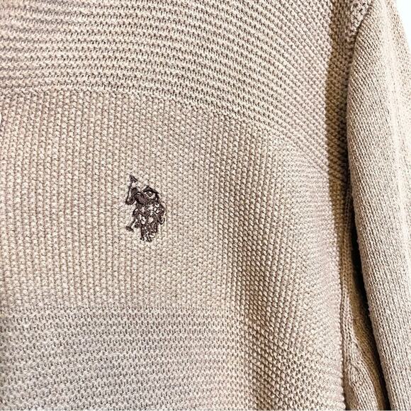 U.S. Polo Assn. Men's Tan 1/4 Zip Stand-Up Collar Long Sleeve Ribbed Sweater XXL - Picture 12 of 16